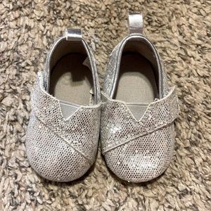 Size 1 baby silver sparkly slip on shoes